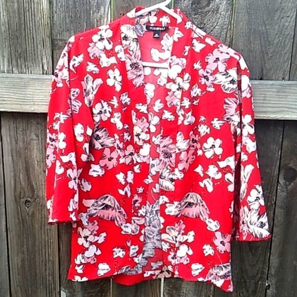 Roz&Ali red floral top - Picture 8 of 12